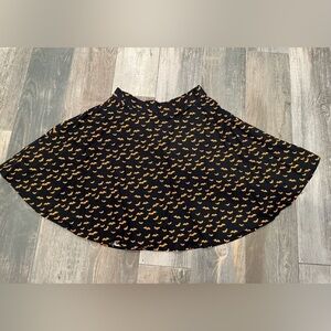 Retrolicious Swing Skater Retro ModCloth Black Bat Print Knee Length Small